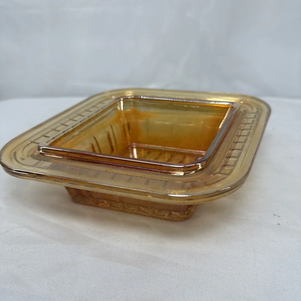 Marigold/Orange Imperial Iridescent‎ Glass Diamond Shape Dish